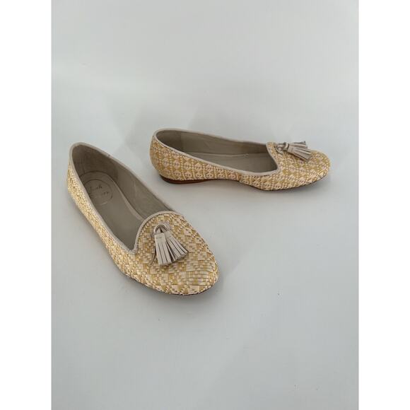 Jack Rogers Loafers Flats 6 Yellow Beige Tasseled Synthetic Leather Slip Ons - Picture 1 of 12